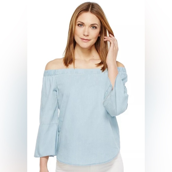 Calvin Klein off shoulder denim summer top size small - Picture 4 of 10